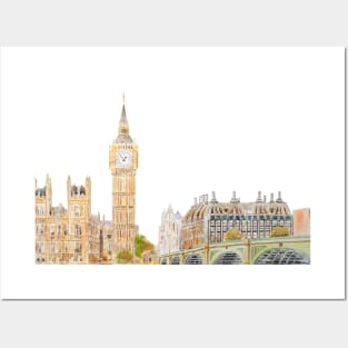 Big Ben and Westminster palace watercolor Posters and Art